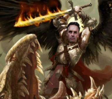 picture of jordan peterson slaying a dragon
